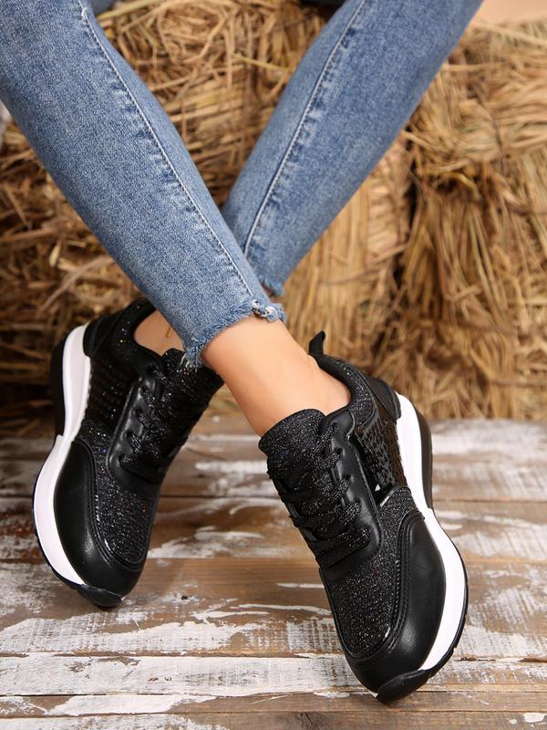 Women's Fashionable Lace Up Low Top Platform Sneakers, Casual Comfortable Sports Shoes for Daily Wear, Female All-match Round Toe Shoes for Women & Girls