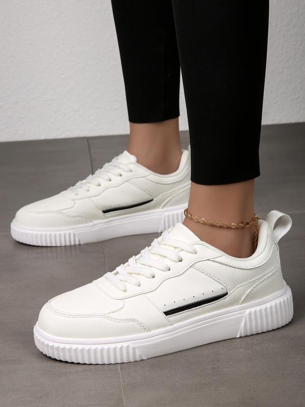 Women's Fashionable Lace Up Low Top Sneakers, 2024 New Style Casual Comfortable Sports Shoes for Daily Wear, Female All-match Round Toe Shoes for Daily Wear