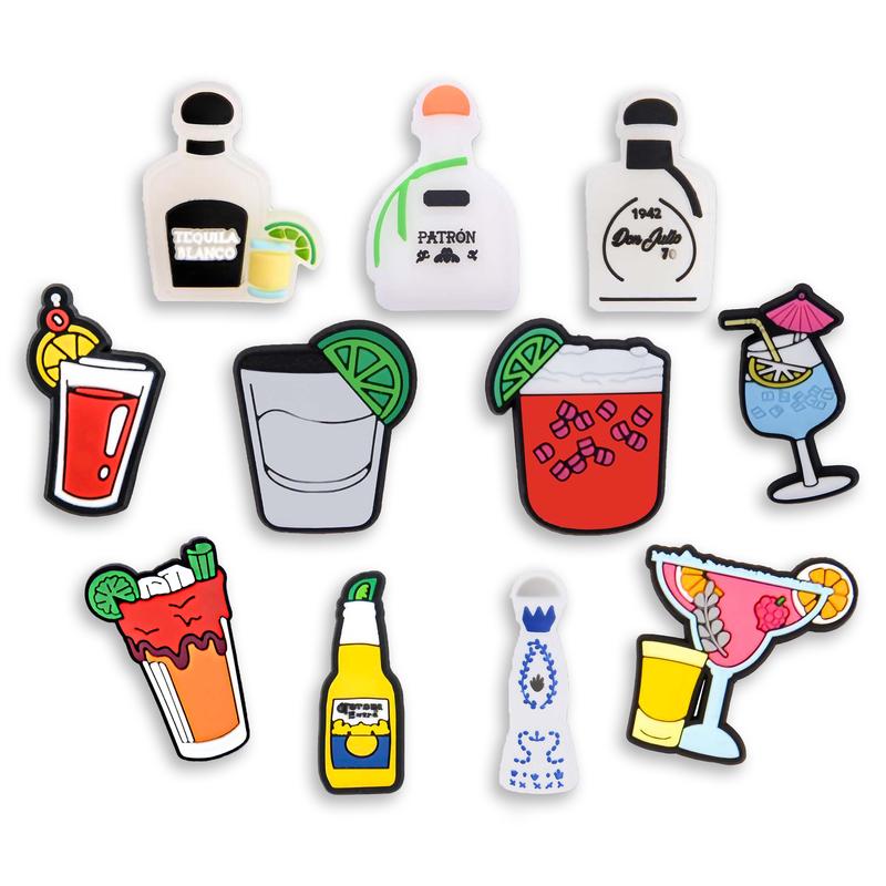 Alcohol Shoe Charms Wine 11PCS PVC Clog Pins Accessories Party Favors Birthday Gifts Holidays Decoration for Boys Women Girls