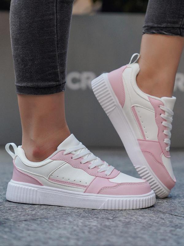 Women's Fashionable Lace Up Low Top Sneakers, 2024 New Style Casual Comfortable Sports Shoes for Daily Wear, Female All-match Round Toe Shoes for Daily Wear