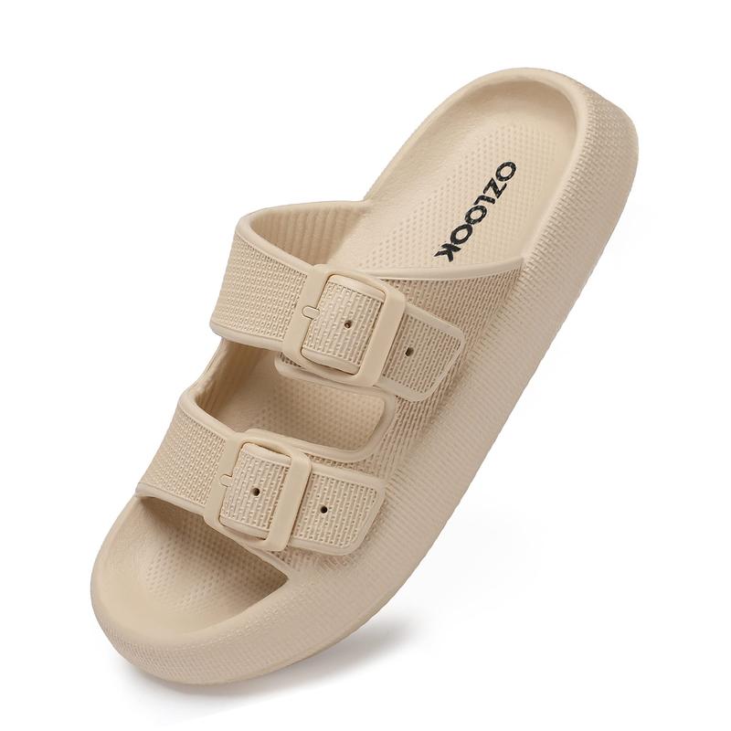 Sandals for Women and Men - Pillow Slippers - Double Buckle Adjustable Slides - EVA Flat Sandals