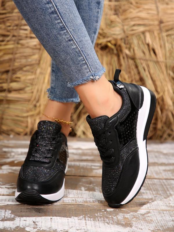 Women's Fashionable Lace Up Low Top Platform Sneakers, Casual Comfortable Sports Shoes for Daily Wear, Female All-match Round Toe Shoes for Women & Girls