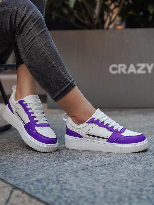 Women's Fashionable Lace Up Low Top Sneakers, 2024 New Style Casual Comfortable Sports Shoes for Daily Wear, Female All-match Round Toe Shoes for Daily Wear