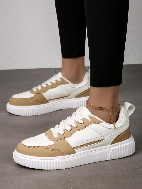 Women's Fashionable Lace Up Low Top Sneakers, 2024 New Style Casual Comfortable Sports Shoes for Daily Wear, Female All-match Round Toe Shoes for Daily Wear