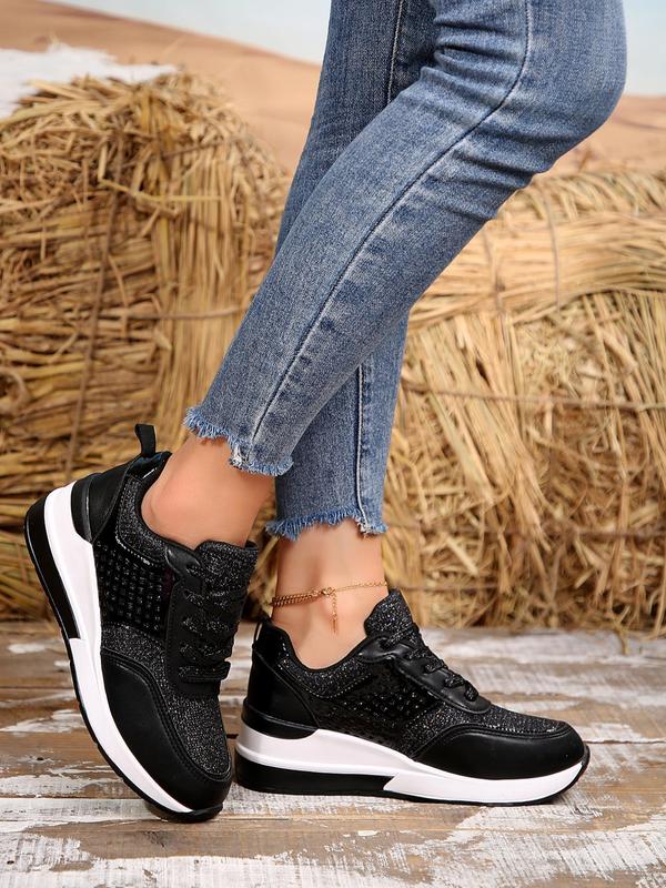 Women's Fashionable Lace Up Low Top Platform Sneakers, Casual Comfortable Sports Shoes for Daily Wear, Female All-match Round Toe Shoes for Women & Girls