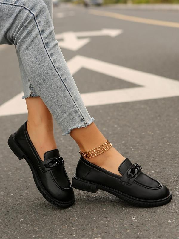 Women's Fashionable Chain Decorated Loafers, Casual Comfortable Platform Oxford Shoes for Daily Wear, All-match Commuter Shoes for Work & Daily Wear