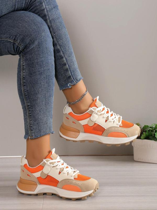 Summer Colorblock Low Top Sneakers, Women's Workout Sneakers, Lightweight Breathable Sports Shoes, Girl Casual Athletic Shoes, Perfect for Students and Outdoor Sports, Girl's Walking Shoes, Footwear Fall Fall Shoes