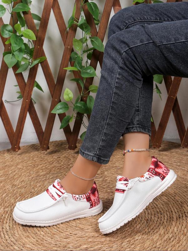 Women's Fashionable Ethnic Pattern Slip on Sneakers, Fall Designer Shoes, Casual Comfortable Lightweight Sports Shoes, Female All-match Round Toe Walking Shoes for Daily Wear