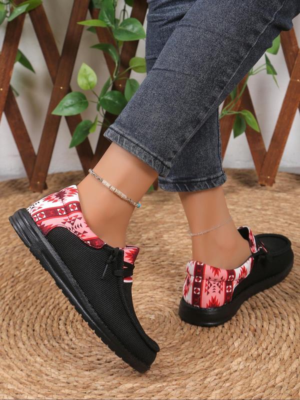 Women's Fashionable Ethnic Pattern Slip on Sneakers, Fall Designer Shoes, Casual Comfortable Lightweight Sports Shoes, Female All-match Round Toe Walking Shoes for Daily Wear