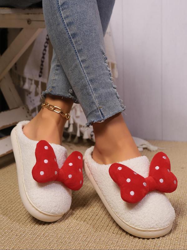 Women's Cute Cartoon Bear & Christmas & Heart Design Plush Slippers, Casual Soft Comfortable Home Slippers, Warm Slippers for Indoor & Outdoor Use for Fall & Winter