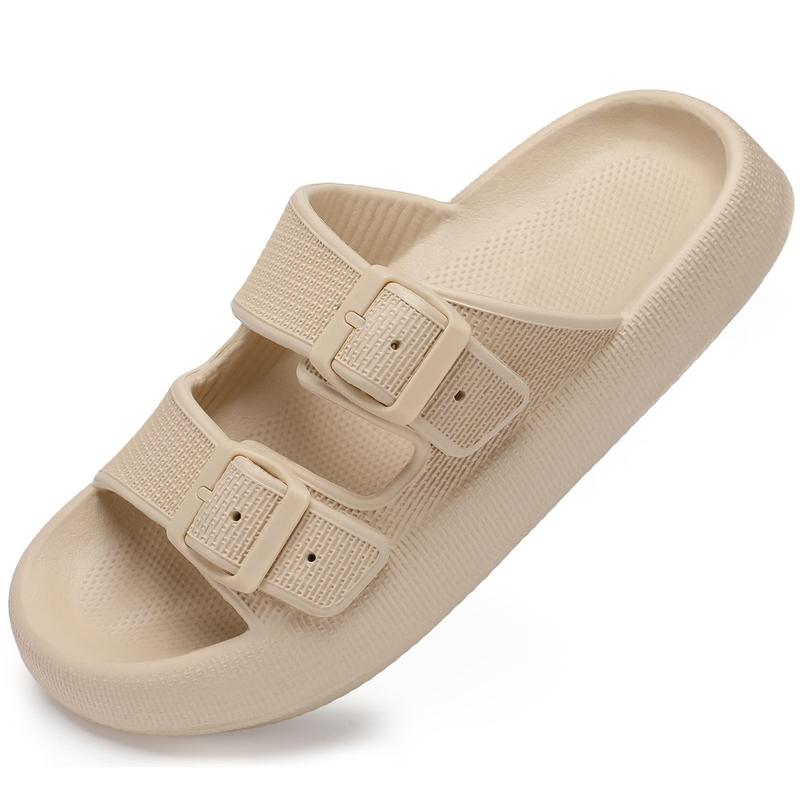 Women's Platform Sandals with Arch Support, Chunky Lightweight Foam Slip on Slides, Comfortable Summer Beach Sandals with Adjustable Buckle