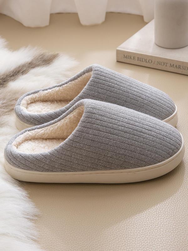 Women's Solid Color Fluffy Plush Slippers, Casual Soft Comfortable Home Slippers, Warm Slippers for Indoor & Outdoor Use for Fall & Winter