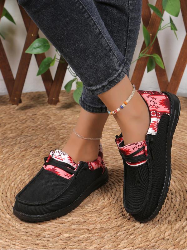 Women's Fashionable Ethnic Pattern Slip on Sneakers, Fall Designer Shoes, Casual Comfortable Lightweight Sports Shoes, Female All-match Round Toe Walking Shoes for Daily Wear