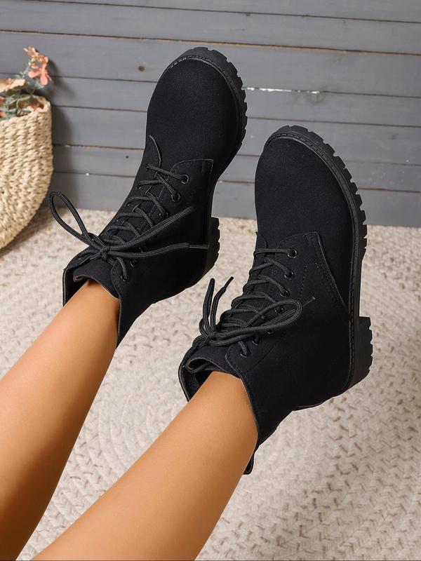 Women's Fashionable Lace Up Ankle Boots, Casual Comfortable Boots for Daily Wear, Perfect for Students and Outdoor for Women & Girls