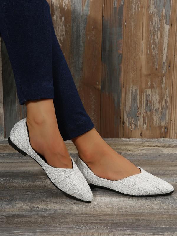 Women's Fashionable Tweed Decor Slip on Flats, Casual Comfortable Pointed Toe Flat Shoes for Daily Wear, Lightweight Breathable Shoes for All Seasons Fall Outfits Fall Freshness