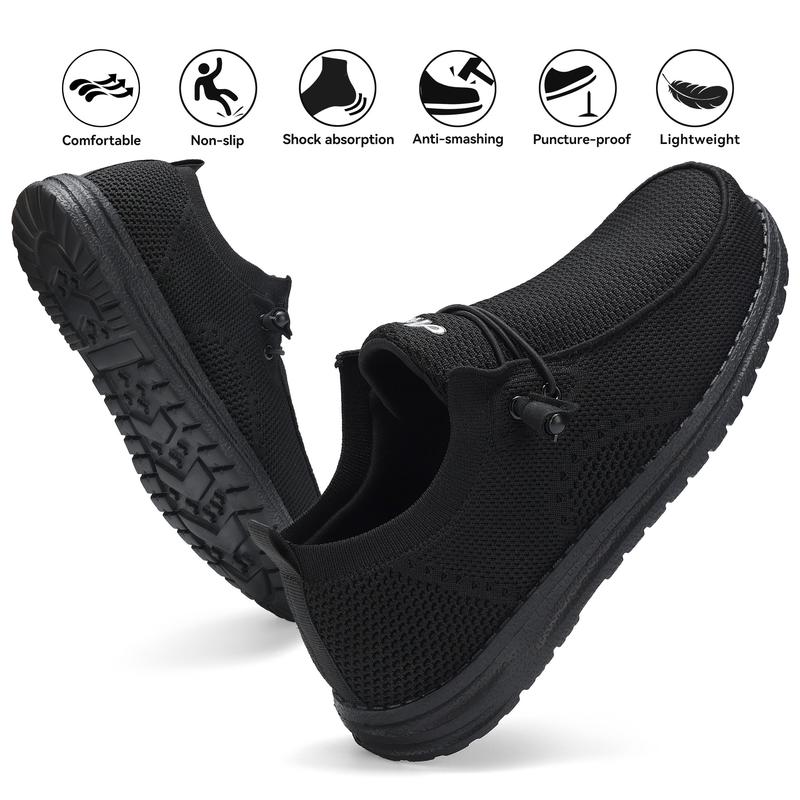 Steel Toe Shoes for Men Slip On Composite Toe Non-Slip Puncture Proof Work Safety Shoes Comfy & Light-Weight  Lounging Walking Sneakers for Construction & Warehouse Boy Footwear Walking Shoes Comfort Flat Slipon Bridal Sweat