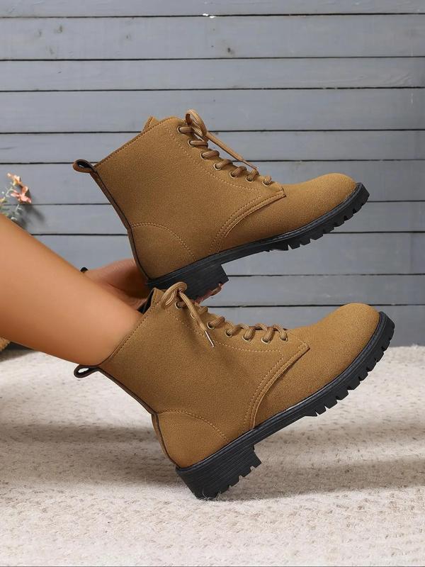 Women's Fashionable Lace Up Ankle Boots, Casual Comfortable Boots for Daily Wear, Perfect for Students and Outdoor for Women & Girls