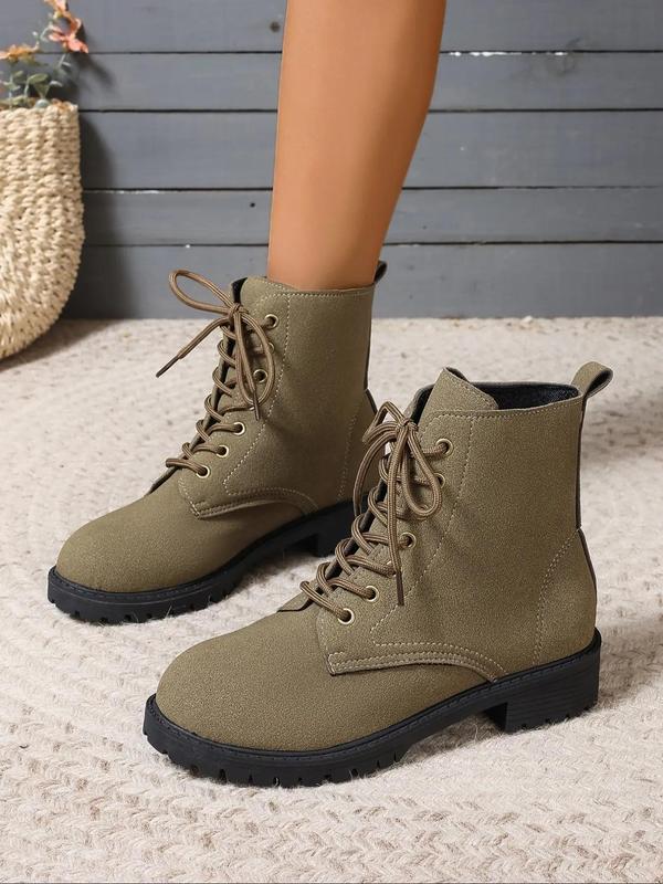 Women's Fashionable Lace Up Ankle Boots, Casual Comfortable Boots for Daily Wear, Perfect for Students and Outdoor for Women & Girls