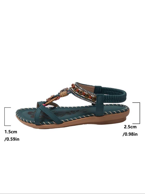 Women's Fashionable Rhinestone Decorated Butterfly & Heart Design Slip on Sandals, Boho Style Slingback Sandals for Summer, Lightweight Breathable Comfortable Barefoot Shoes