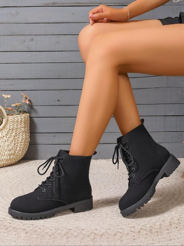 Women's Fashionable Lace Up Ankle Boots, Casual Comfortable Boots for Daily Wear, Perfect for Students and Outdoor for Women & Girls