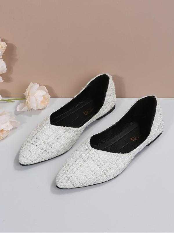 Women's Fashionable Tweed Decor Slip on Flats, Casual Comfortable Pointed Toe Flat Shoes for Daily Wear, Lightweight Breathable Shoes for All Seasons Fall Outfits Fall Freshness