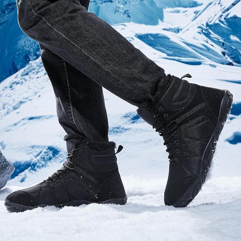 Mens Snow Boots Winter Barefoot Shoes Warm Fur Lined Womens Short Ankle Booties