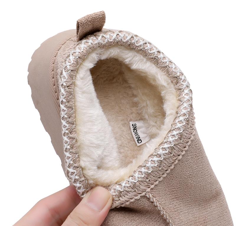 Faux Fur Women's Versatile Textured Decor Rubber Thermal Slip-On Footwear Walking Shoes Comfort Boots Slippers