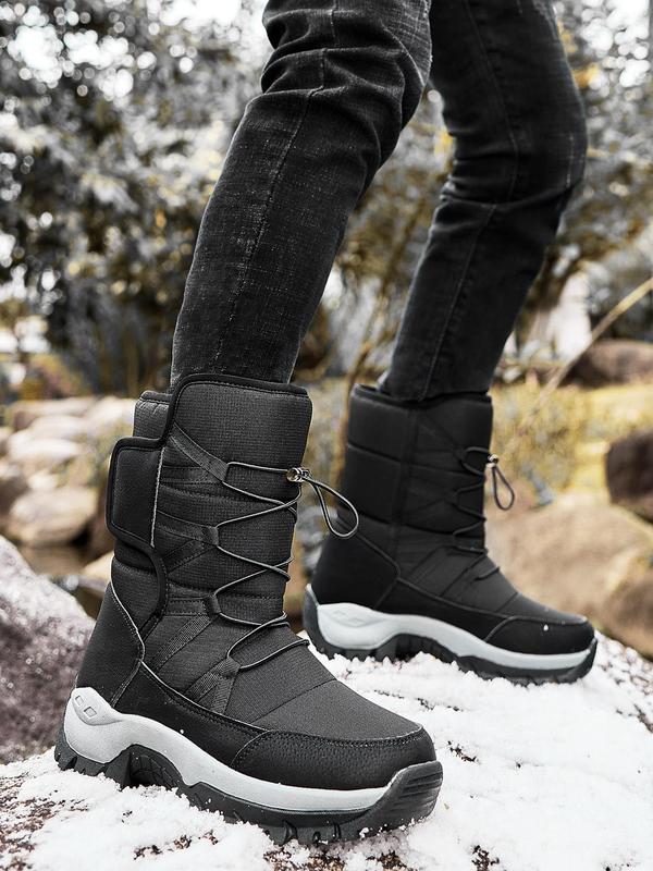 Men's Winter Snow Boots, Outdoor Warm Mid Calf Waterproof Durable Boot, Non-slip Warm Climbing Shoes for Outdoor Activities