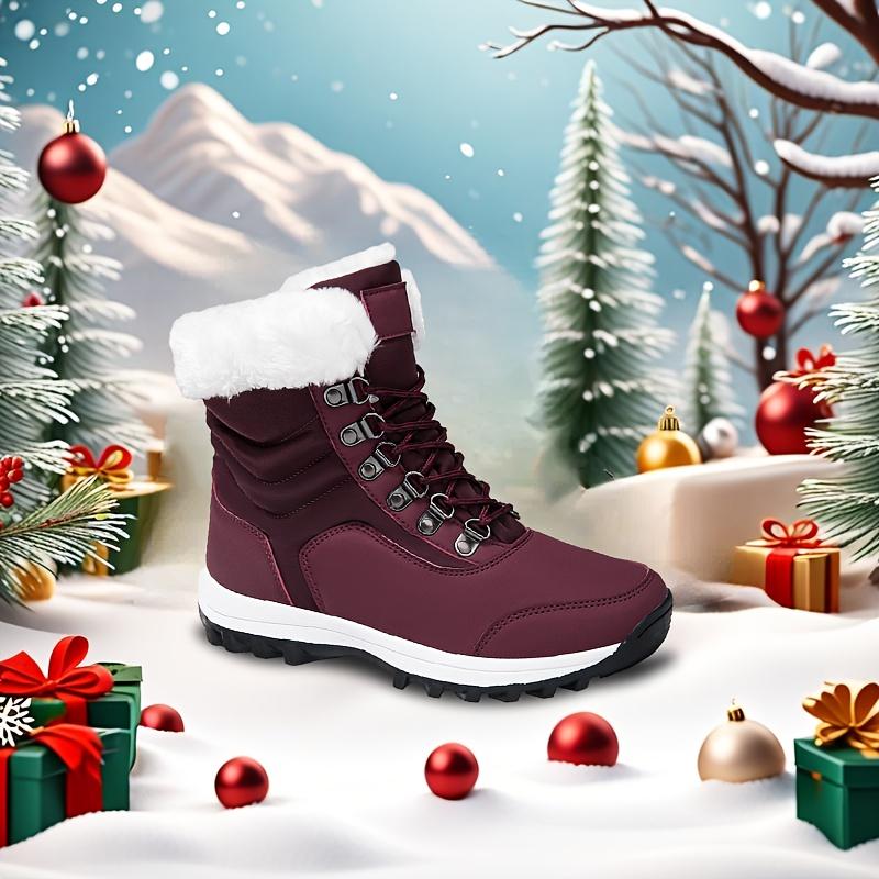 Women's Velvet Thicken High Quality Warm Snow Boots, Winter Outdoors Non-Slip Waterproof Walking Shoes, Autumn and Winter Camping Shoes