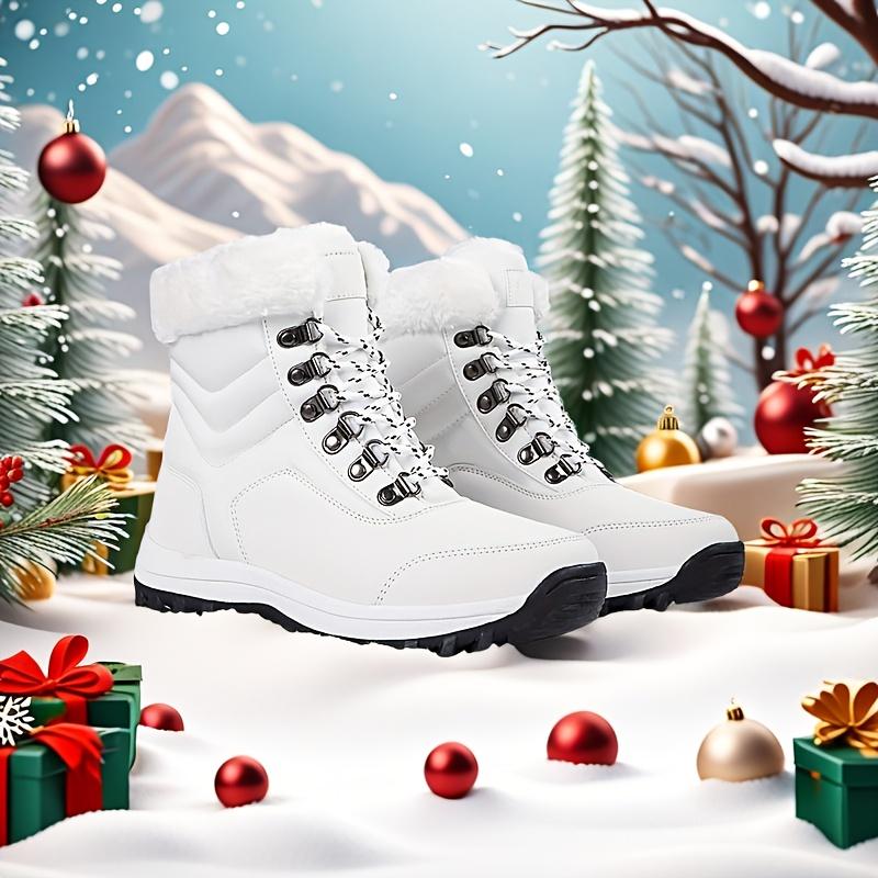 Women's Velvet Thicken High Quality Warm Snow Boots, Winter Outdoors Non-Slip Waterproof Walking Shoes, Autumn and Winter Camping Shoes