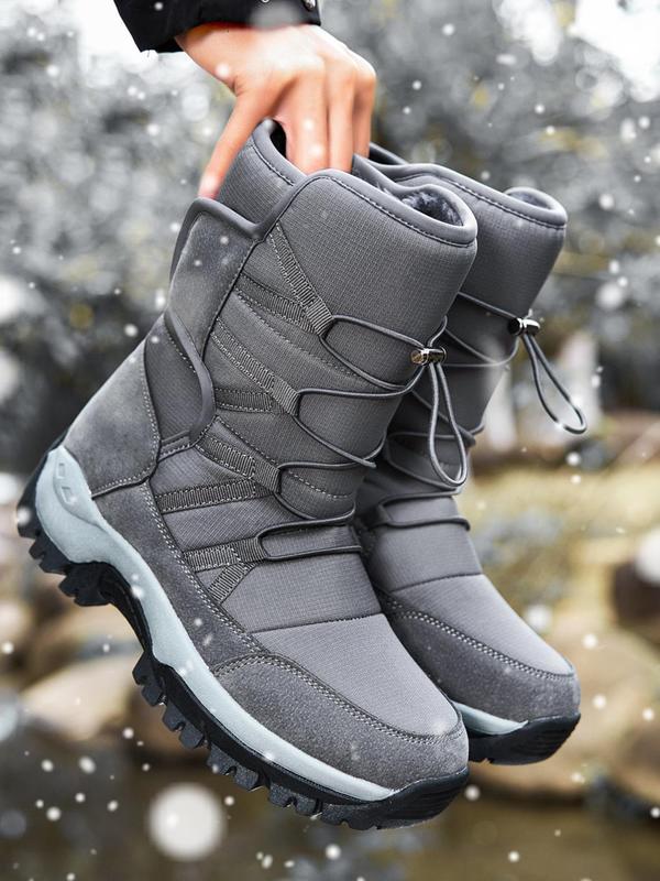 Men's Winter Snow Boots, Outdoor Warm Mid Calf Waterproof Durable Boot, Non-slip Warm Climbing Shoes for Outdoor Activities