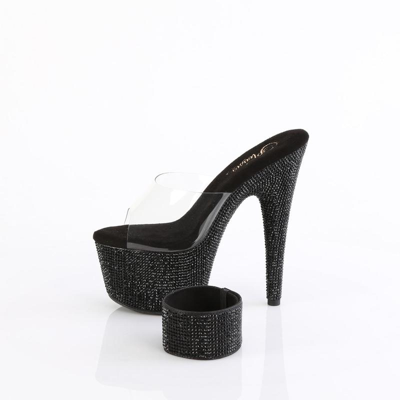 7 Inch Heel BEJEWELED-712RS Clear Black Rhinestone