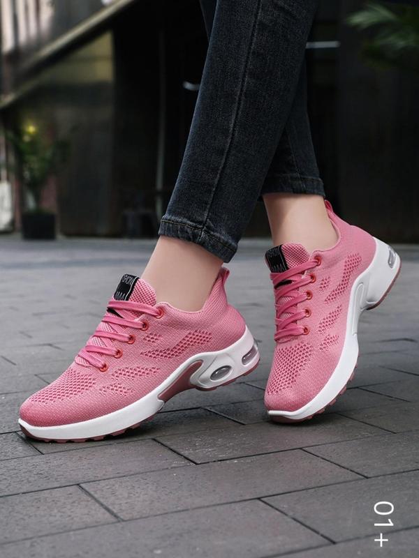 Women's Fashionable Lace Up Low Top Sneakers, Casual Comfortable Breathable Sports Running Shoes, Soft Sole Air Cushion Walking Shoes for Daily Wear