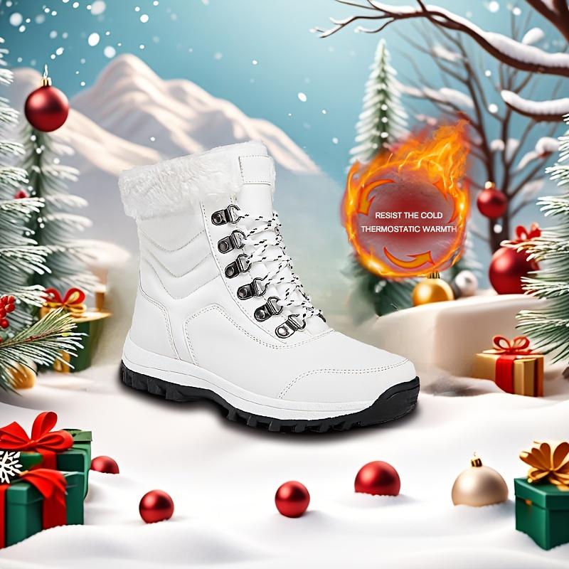 Women's Velvet Thicken High Quality Warm Snow Boots, Winter Outdoors Non-Slip Waterproof Walking Shoes, Autumn and Winter Camping Shoes