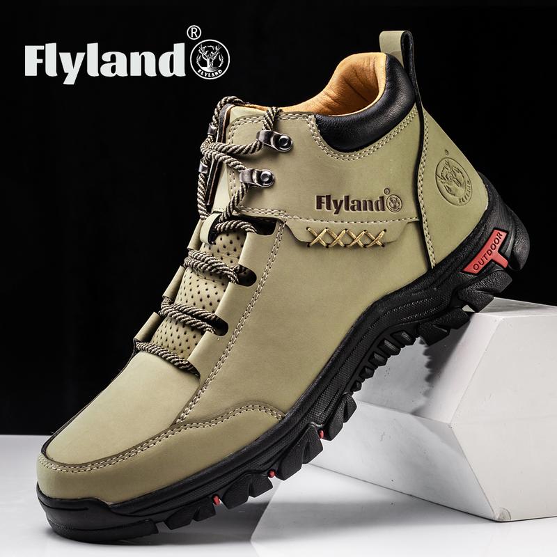 FLYLAND Men's Classical Vintage Genuine Leather Chukka Boots Casual Outdoor Shoe Dress Boots Walking Shoes