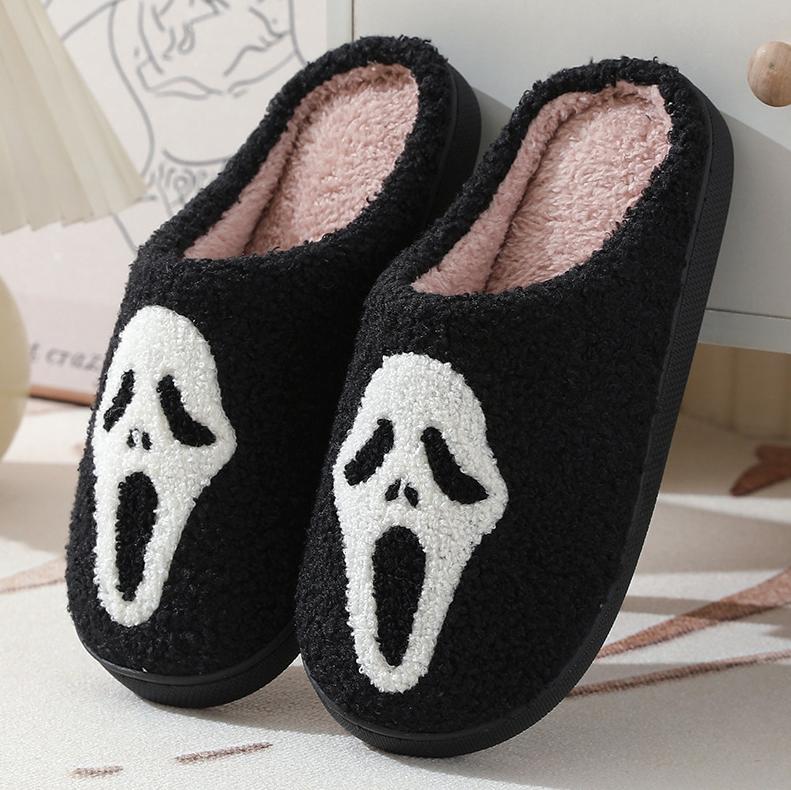 Halloween House Slippers for Women, Soft Plush Comfy Halloween Slippers Slip-on Cozy Indoor Outdoor Slippers