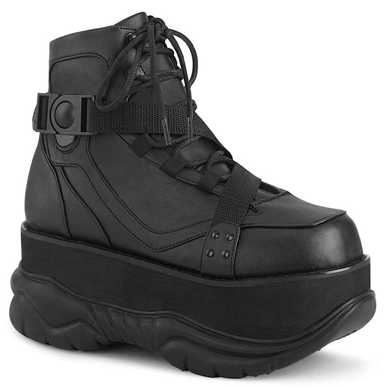 Demonia Men's Neptune-181 Black Vegan Leather Ankle Boots