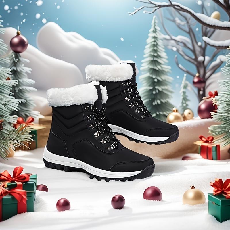 Women's Velvet Thicken High Quality Warm Snow Boots, Winter Outdoors Non-Slip Waterproof Walking Shoes, Autumn and Winter Camping Shoes