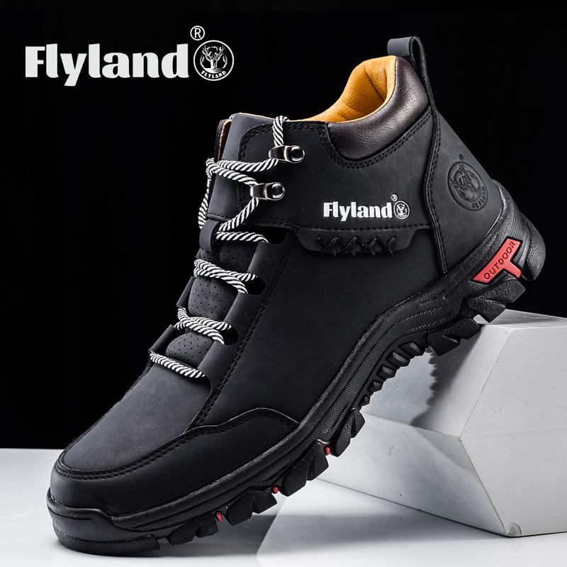 FLYLAND Men's Classical Vintage Genuine Leather Chukka Boots Casual Outdoor Shoe Dress Boots Walking Shoes