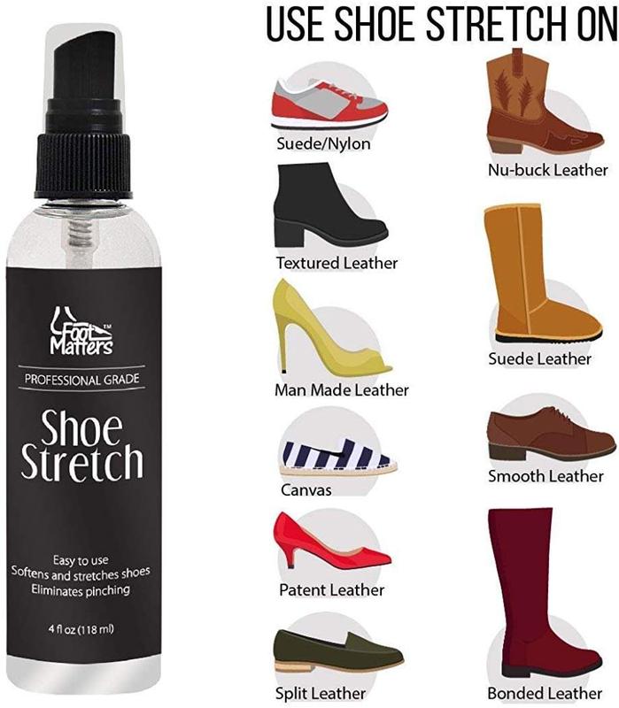 FootMatters Professional Boot & Shoe Stretch Spray – Softener & Stretcher for Leather, Suede, Nubuck, Canvas – 4 oz