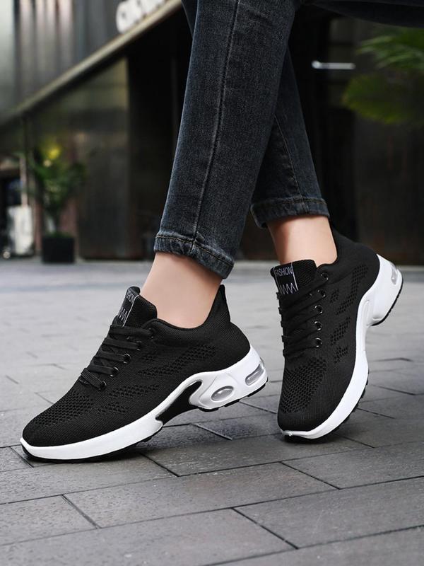 Women's Fashionable Lace Up Low Top Sneakers, Casual Comfortable Breathable Sports Running Shoes, Soft Sole Air Cushion Walking Shoes for Daily Wear