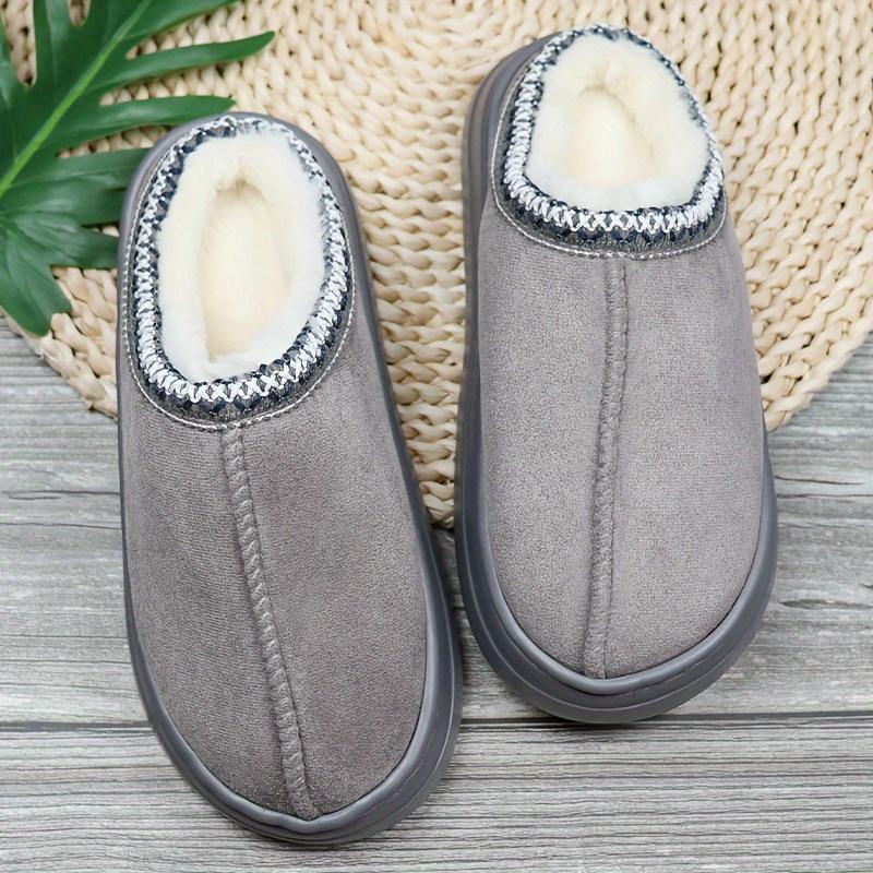 Casual Flannel Slippers for Women and Men - Solid Color Fabric Lined - Warm, Lightweight EVA Sole Indoor House Shoes - All-Season Comfort with Anti-Slip Thick Bottom - Easy Hand Wash