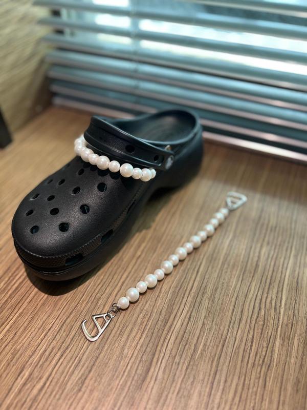 Elegant Faux Pearl Chain Decorated Clogs Charm, 1 Pair Cute Shoes Charm for Clogs, Fashion Shoes Accessories, Shoe Decoration Gifts, Multifunctional Reusable Shoe Accessories