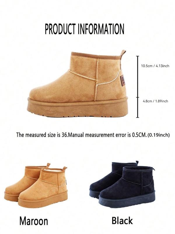 Women's Solid Color Thick Sole Snow Boots, Casual Warm Ankle Boots for Winter, Female All-match Round Toe Shoes for Daily Wear