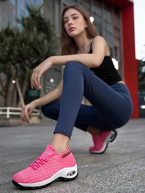 Women's Fashionable Contrast Mesh Low Top Sneakers, Casual Comfortable Breathable Sports Running Shoes, All-match Round Toe Chunky Sneakers for Daily Wear