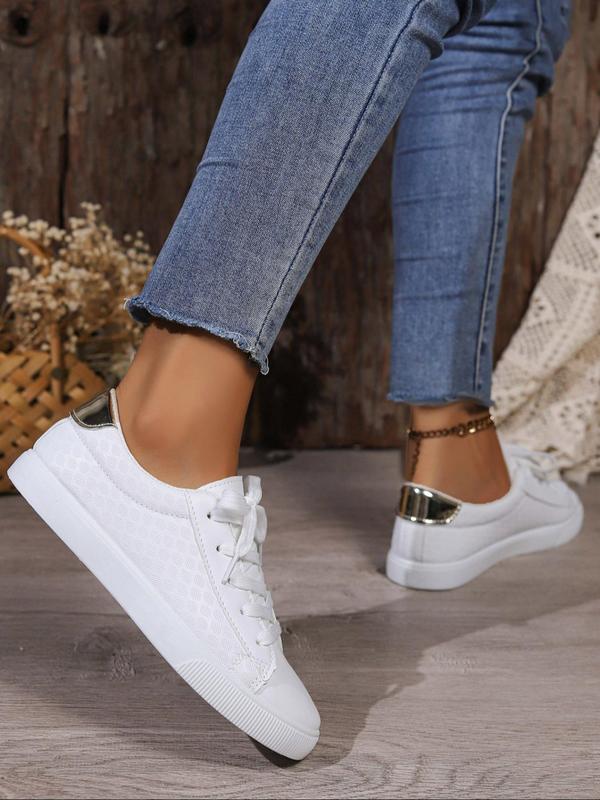 Women's Fashionable Lace Up Low Top Sneakers, Casual Comfortable Sports Shoes for Daily Wear, Female All-match Round Toe Shoes for Daily Wear