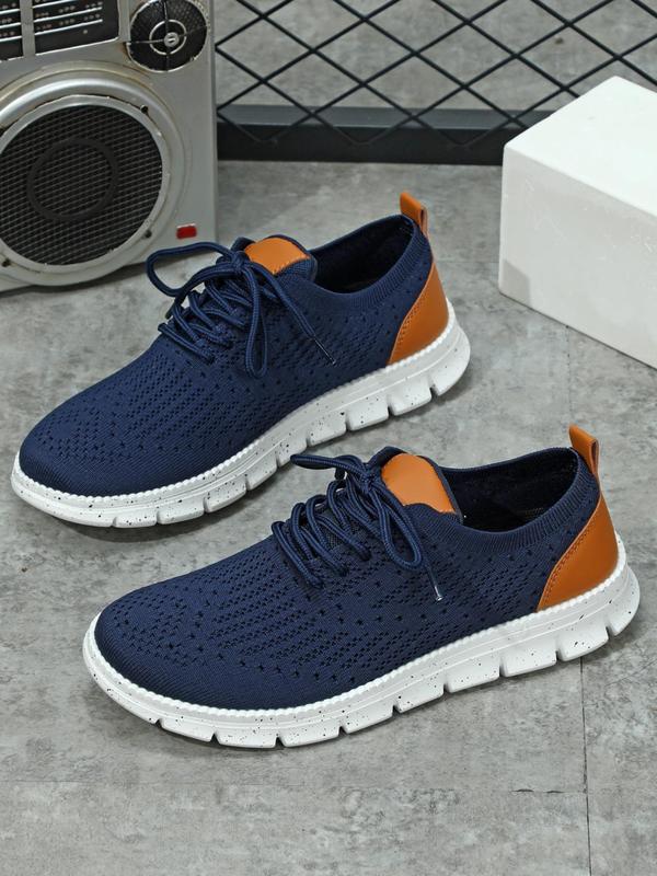 Men's Lace Up Front Mesh Breathable Lightweight Sneakers, Casual Comfortable Sports Running Shoes, Male All-match Round Toe Shoes for Daily Wear