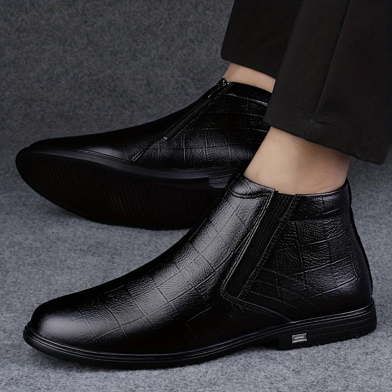 Business Office Spring, Autumn and Winter Men's High-Top Side Zipper Leather Boots