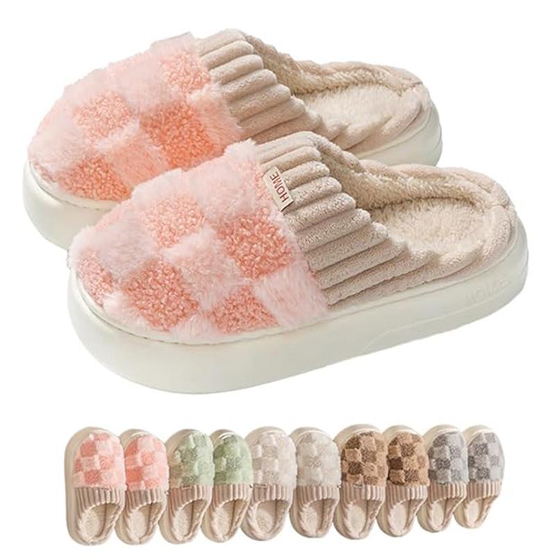 Womens Cotton Slippers Winter Warm Slippers for Women and Men Indoor Outdoor Home Non-slip Shoes