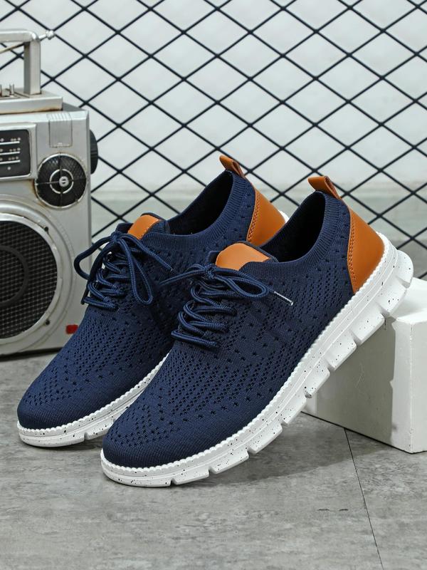 Men's Lace Up Front Mesh Breathable Lightweight Sneakers, Casual Comfortable Sports Running Shoes, Male All-match Round Toe Shoes for Daily Wear